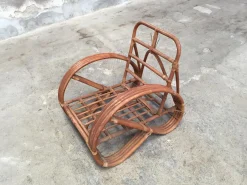 Runder französischer Sessel aus Bambus & Rattan in Brezel-Optik, 1950er