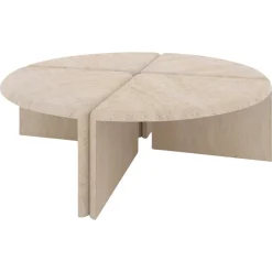 Runder Lily Couchtisch aus Navona Travertin von Fred&Juul, 4er Set