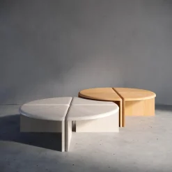 Runder Lily Couchtisch aus Navona Travertin von Fred&Juul, 4er Set