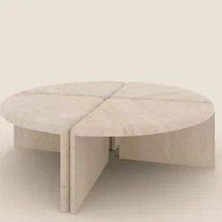 Runder Lily Couchtisch aus Navona Travertin von Fred&Juul, 4er Set