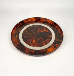 Runder Tafelaufsatz aus Acryl & Stahl von Christian Dior, Italien, 1970er