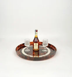 Runder Tafelaufsatz aus Acryl & Stahl von Christian Dior, Italien, 1970er