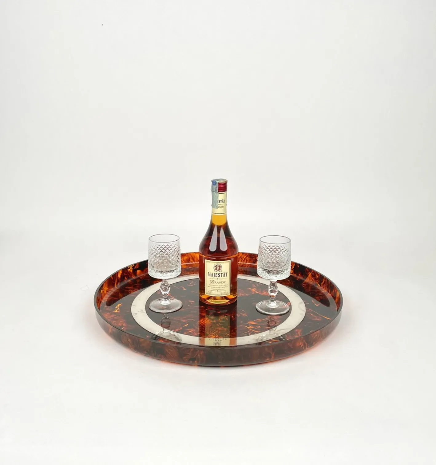 Runder Tafelaufsatz aus Acryl & Stahl von Christian Dior, Italien, 1970er