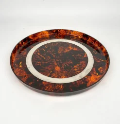 Runder Tafelaufsatz aus Acryl & Stahl von Christian Dior, Italien, 1970er