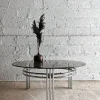 Runder Vintage Space Age Couchtisch aus Chrom & Glas, 1970er