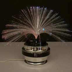 Runde Tischlampe aus Glasfaser & Chrom von Cima International, Italien, 1970er