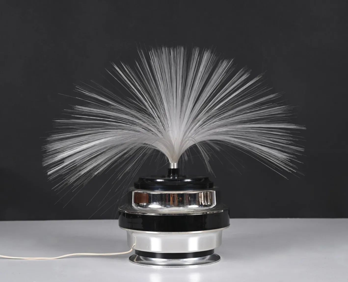 Runde Tischlampe aus Glasfaser & Chrom von Cima International, Italien, 1970er