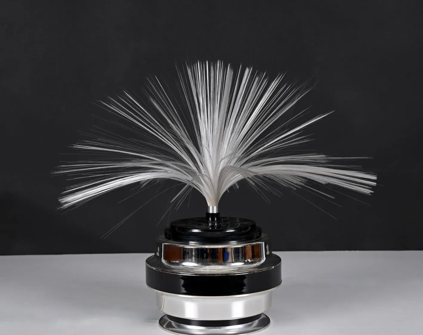 Runde Tischlampe aus Glasfaser & Chrom von Cima International, Italien, 1970er