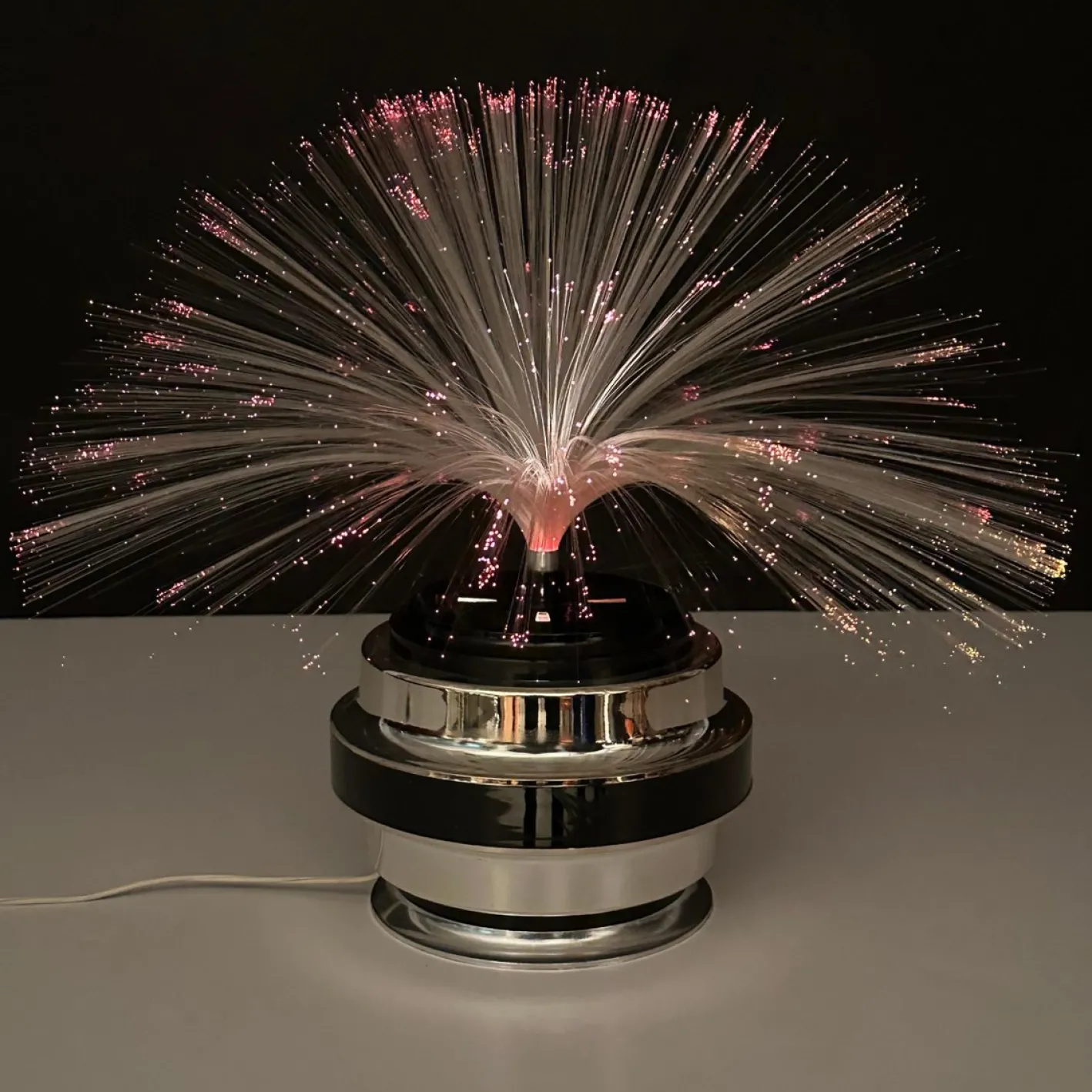 Runde Tischlampe aus Glasfaser & Chrom von Cima International, Italien, 1970er
