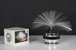 Runde Tischlampe aus Glasfaser & Chrom von Cima International, Italien, 1970er