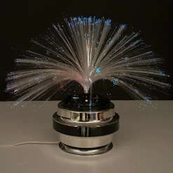 Runde Tischlampe aus Glasfaser & Chrom von Cima International, Italien, 1970er