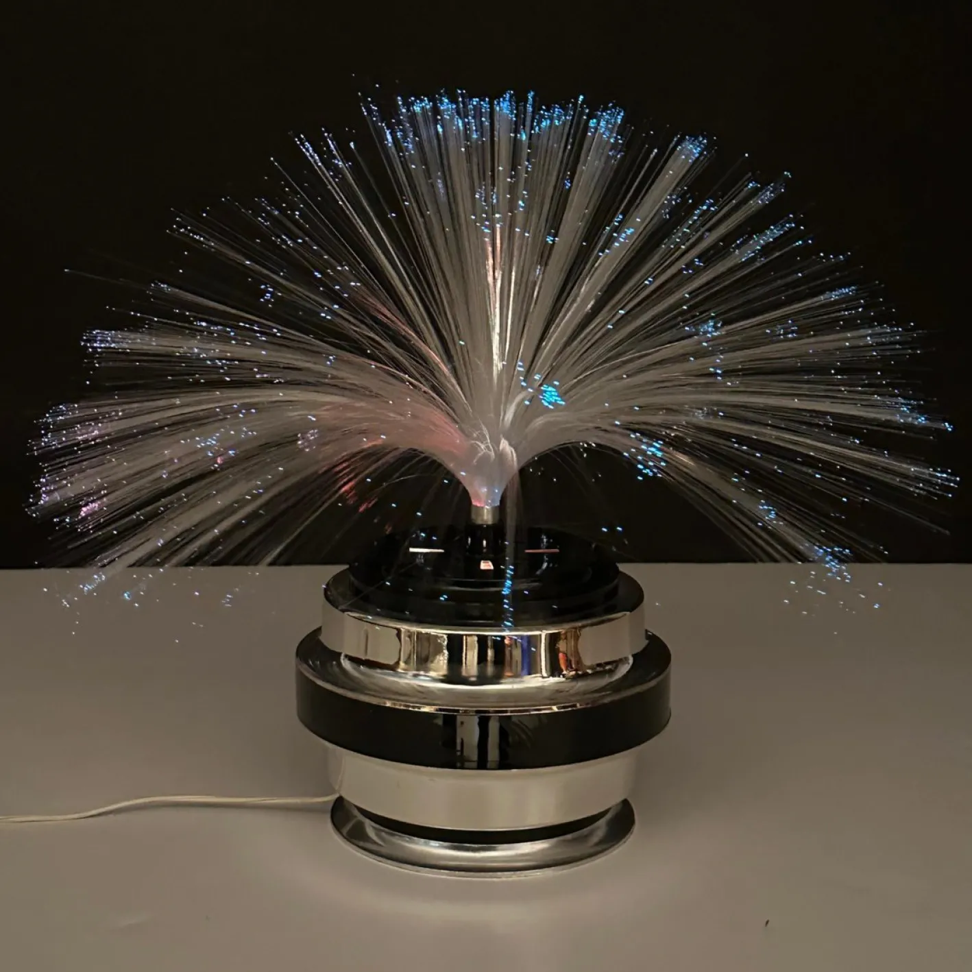 Runde Tischlampe aus Glasfaser & Chrom von Cima International, Italien, 1970er