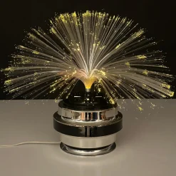 Runde Tischlampe aus Glasfaser & Chrom von Cima International, Italien, 1970er