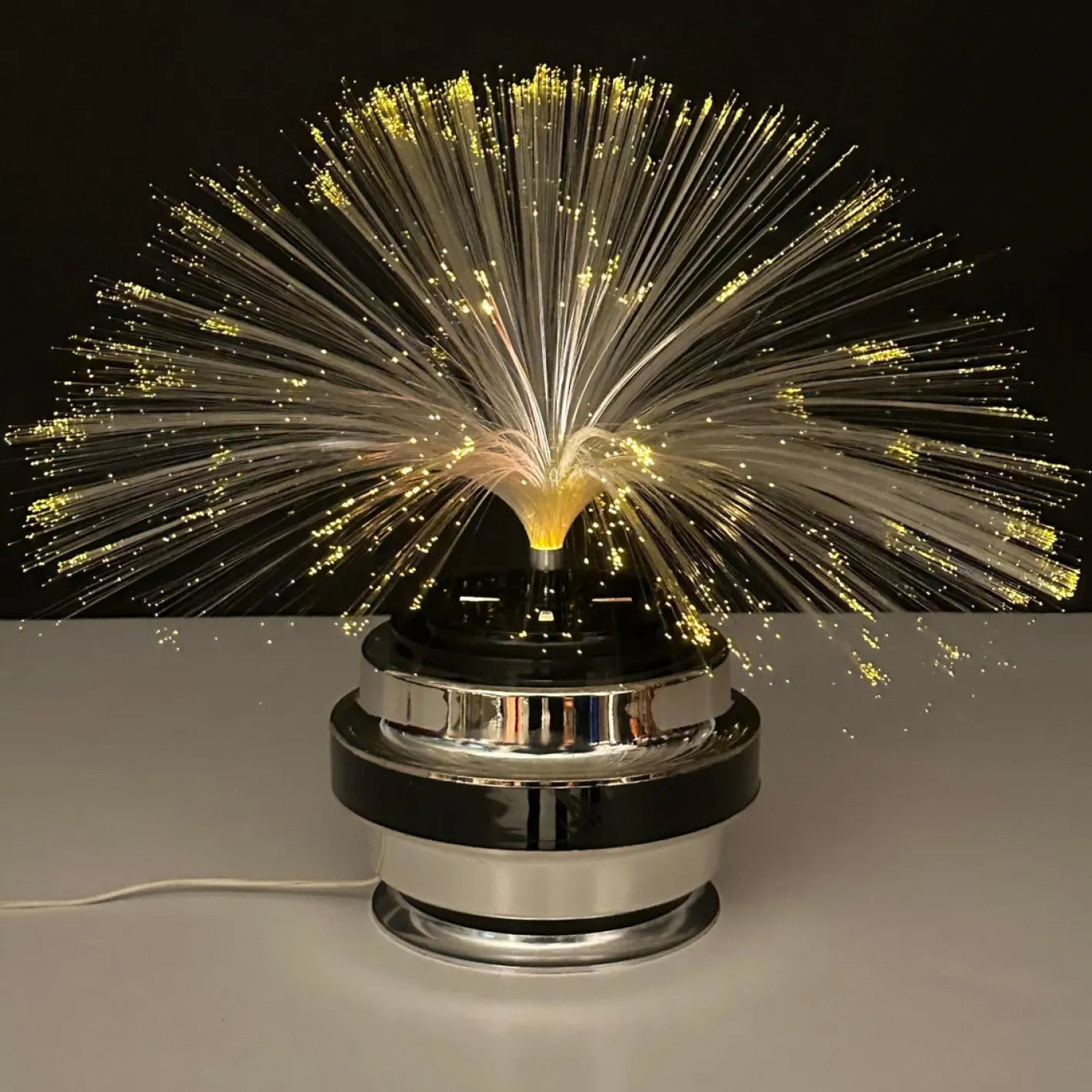 Runde Tischlampe aus Glasfaser & Chrom von Cima International, Italien, 1970er