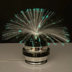 Runde Tischlampe aus Glasfaser & Chrom von Cima International, Italien, 1970er