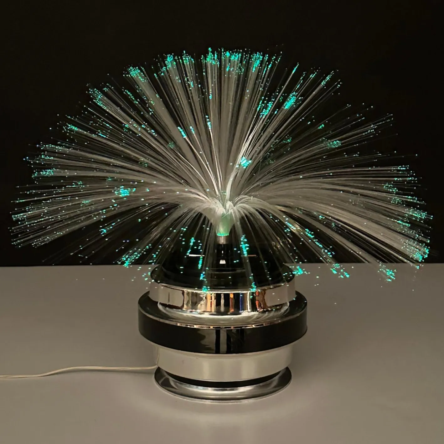 Runde Tischlampe aus Glasfaser & Chrom von Cima International, Italien, 1970er