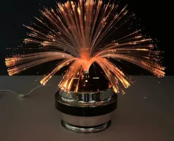 Runde Tischlampe aus Glasfaser & Chrom von Cima International, Italien, 1970er