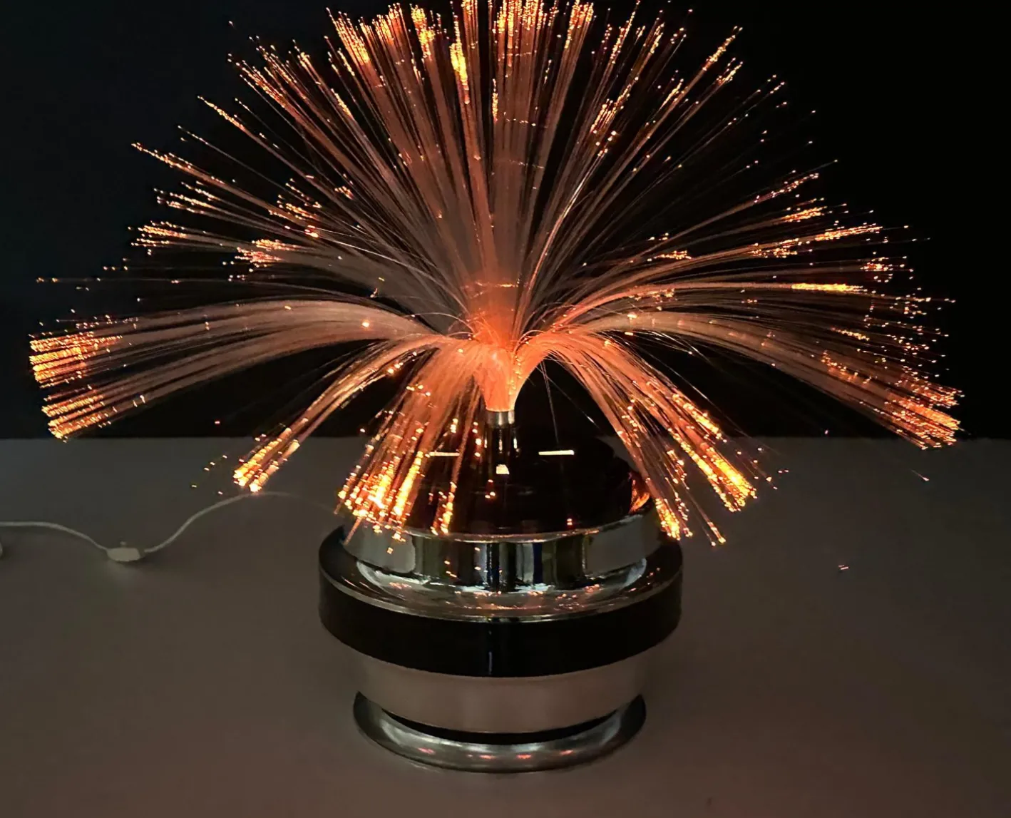 Runde Tischlampe aus Glasfaser & Chrom von Cima International, Italien, 1970er