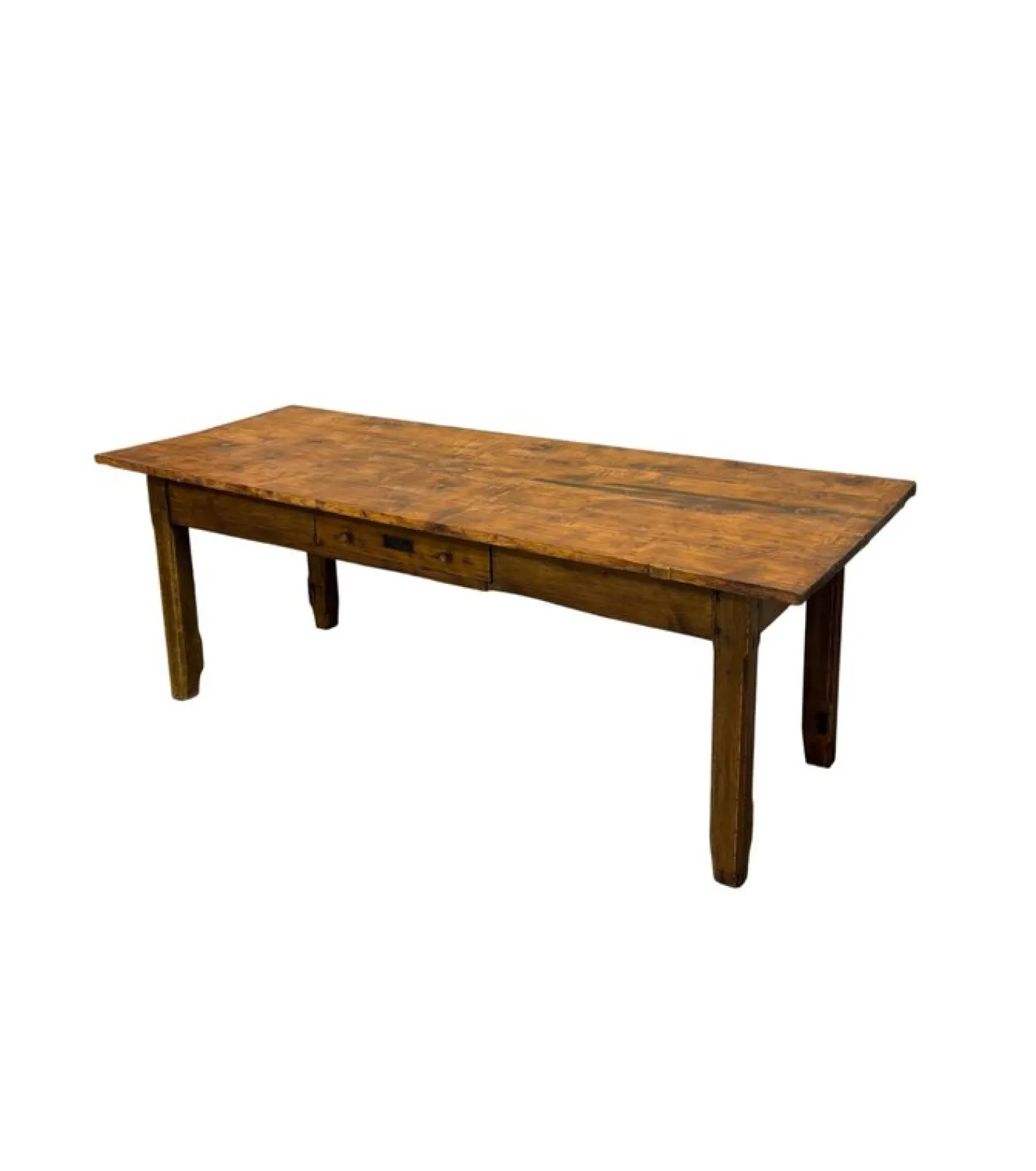 Rustikaler Tisch aus Tannenholz & Kastanienholz mit Schublade, 19. Jh