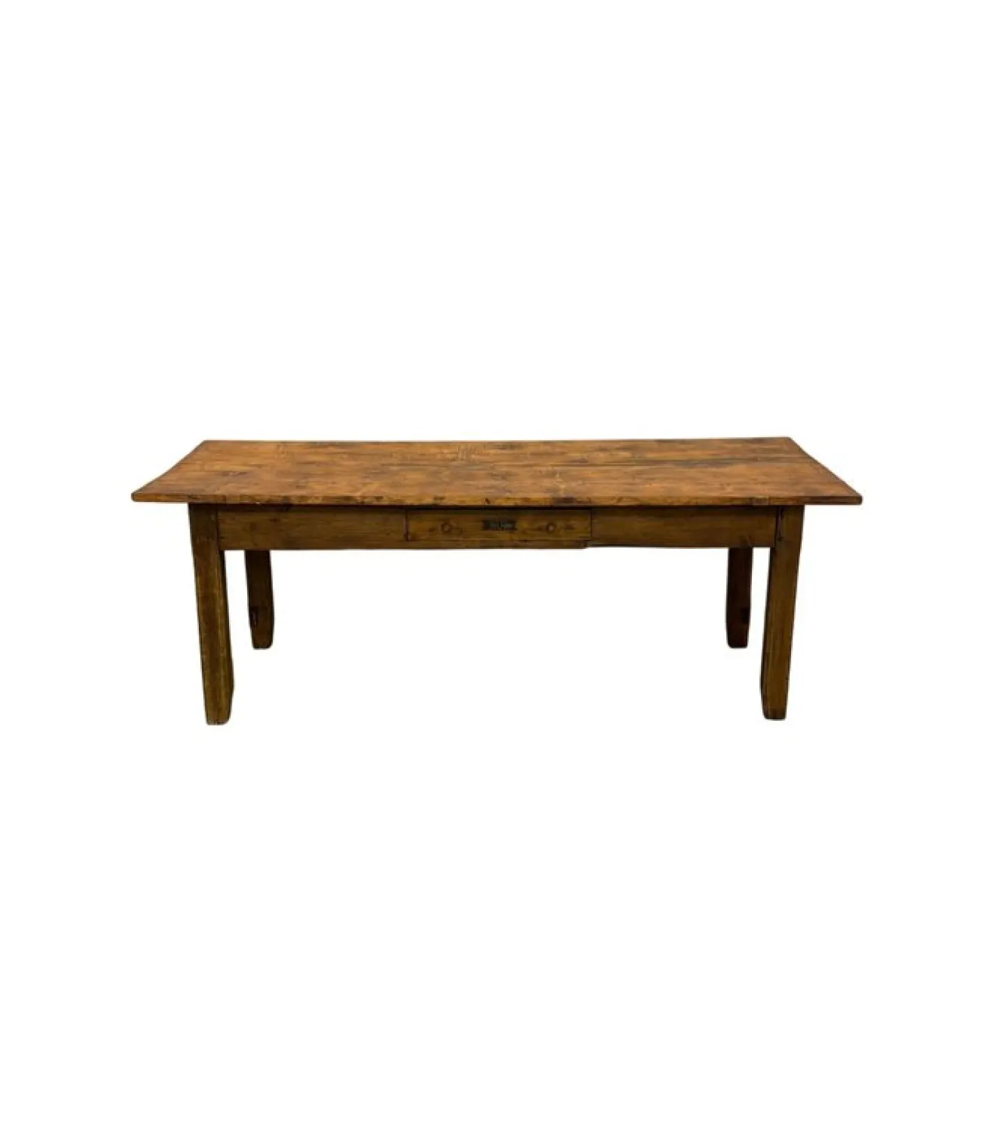 Rustikaler Tisch aus Tannenholz & Kastanienholz mit Schublade, 19. Jh