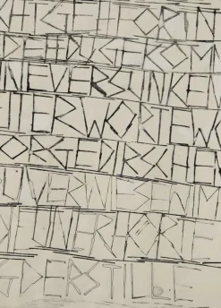 Sabine Ebel, Sabine Ebel, Zeichnung, Tusche, Kalligraphie zu Gedicht (W. H. Fritz), 1967, Abstraktion, Tinte & Papier