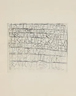 Sabine Ebel, Sabine Ebel, Zeichnung, Tusche, Kalligraphie zu Gedicht (W. H. Fritz), 1967, Abstraktion, Tinte & Papier