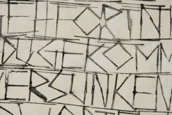 Sabine Ebel, Sabine Ebel, Zeichnung, Tusche, Kalligraphie zu Gedicht (W. H. Fritz), 1967, Abstraktion, Tinte & Papier