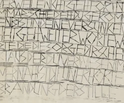 Sabine Ebel, Sabine Ebel, Zeichnung, Tusche, Kalligraphie zu Gedicht (W. H. Fritz), 1967, Abstraktion, Tinte & Papier