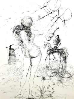 Salvador Dali - Akt, Pferd und Tod - Original Radierung 1967