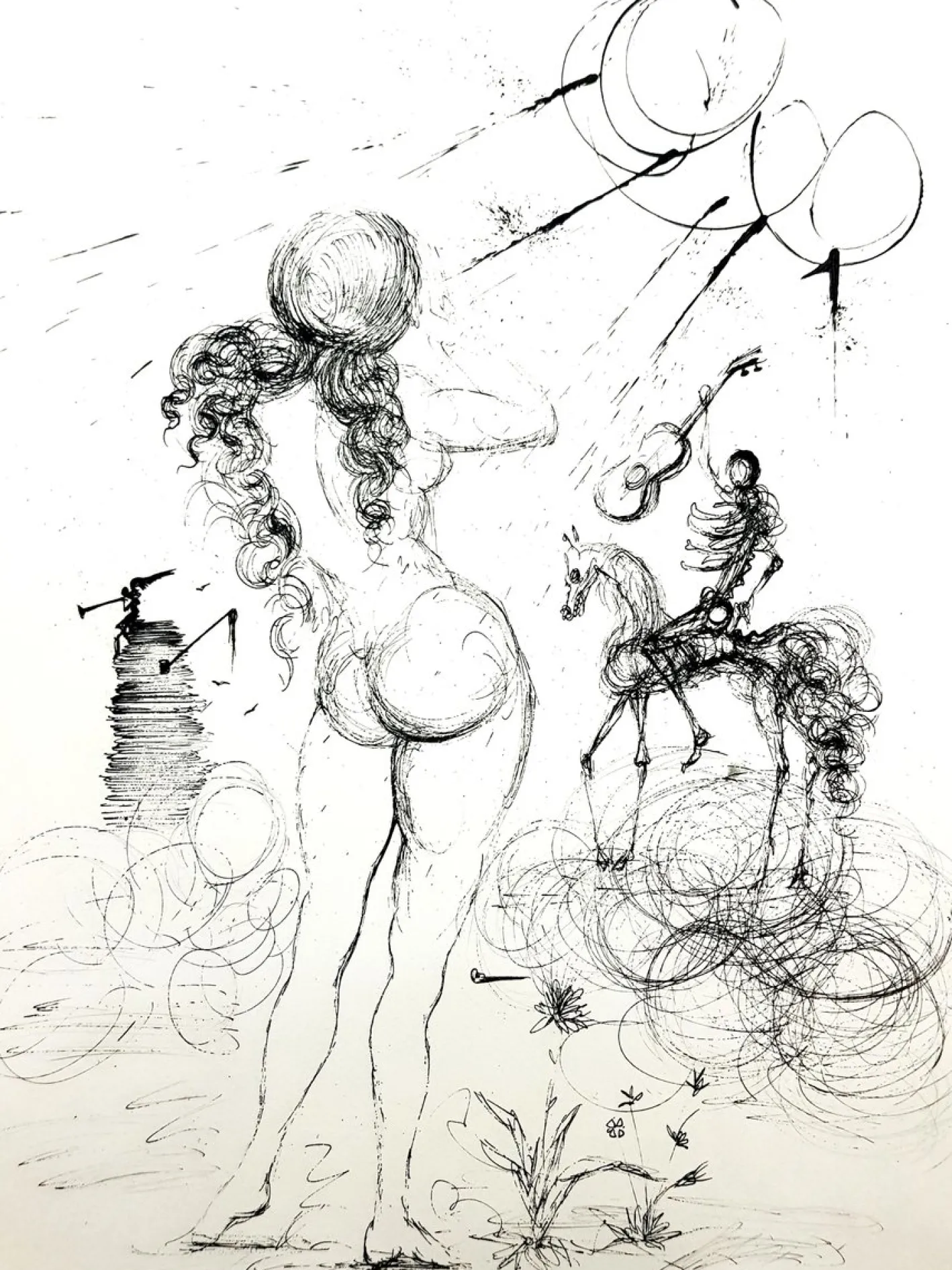 Salvador Dali - Akt, Pferd und Tod - Original Radierung 1967