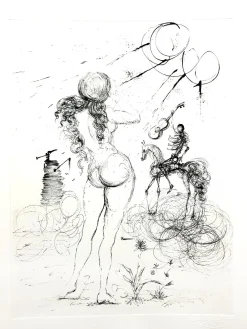Salvador Dali - Akt, Pferd und Tod - Original Radierung 1967