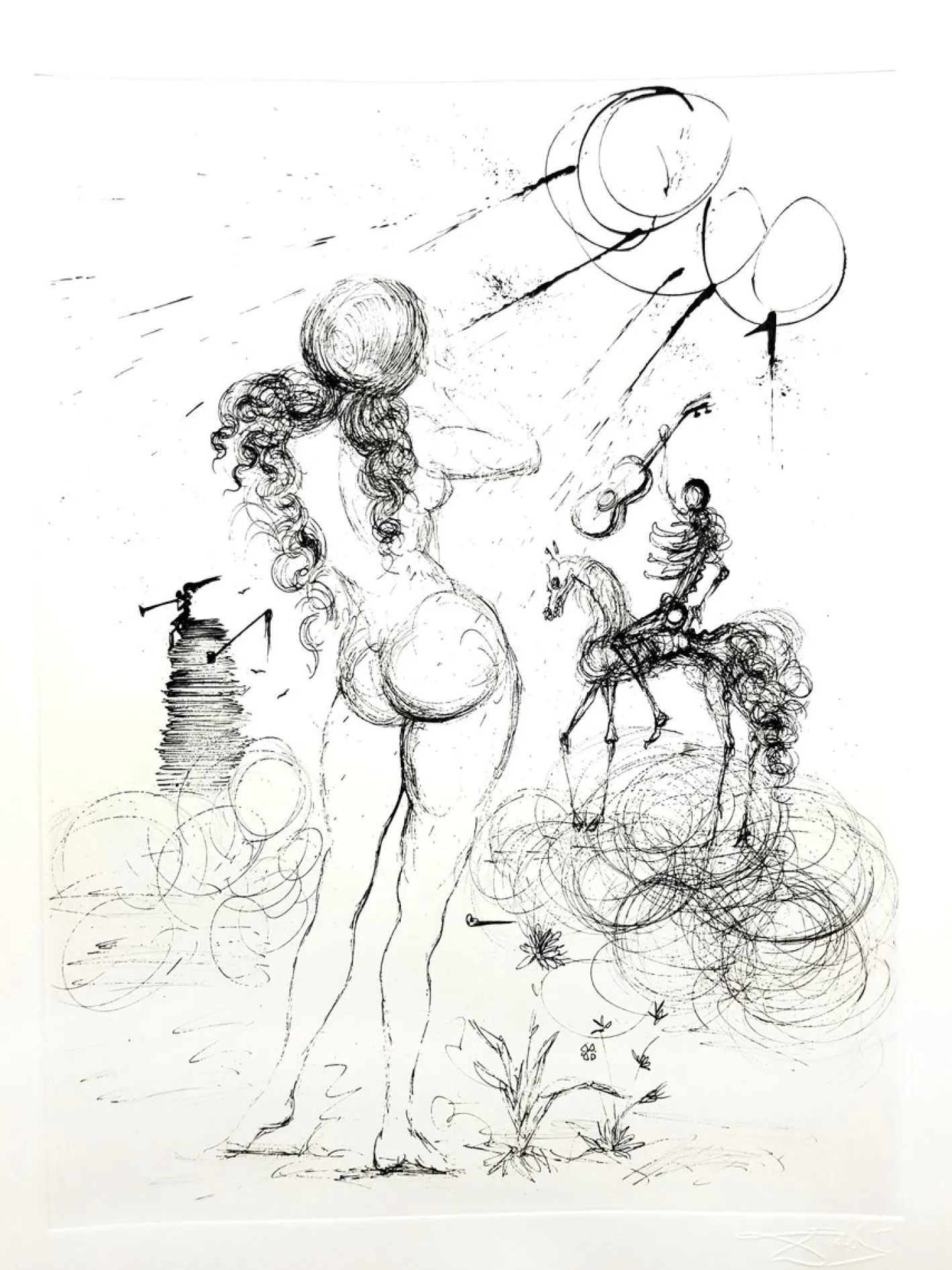 Salvador Dali - Akt, Pferd und Tod - Original Radierung 1967