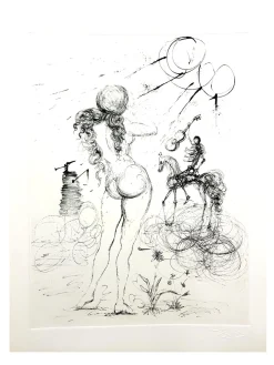 Salvador Dali - Akt, Pferd und Tod - Original Radierung 1967