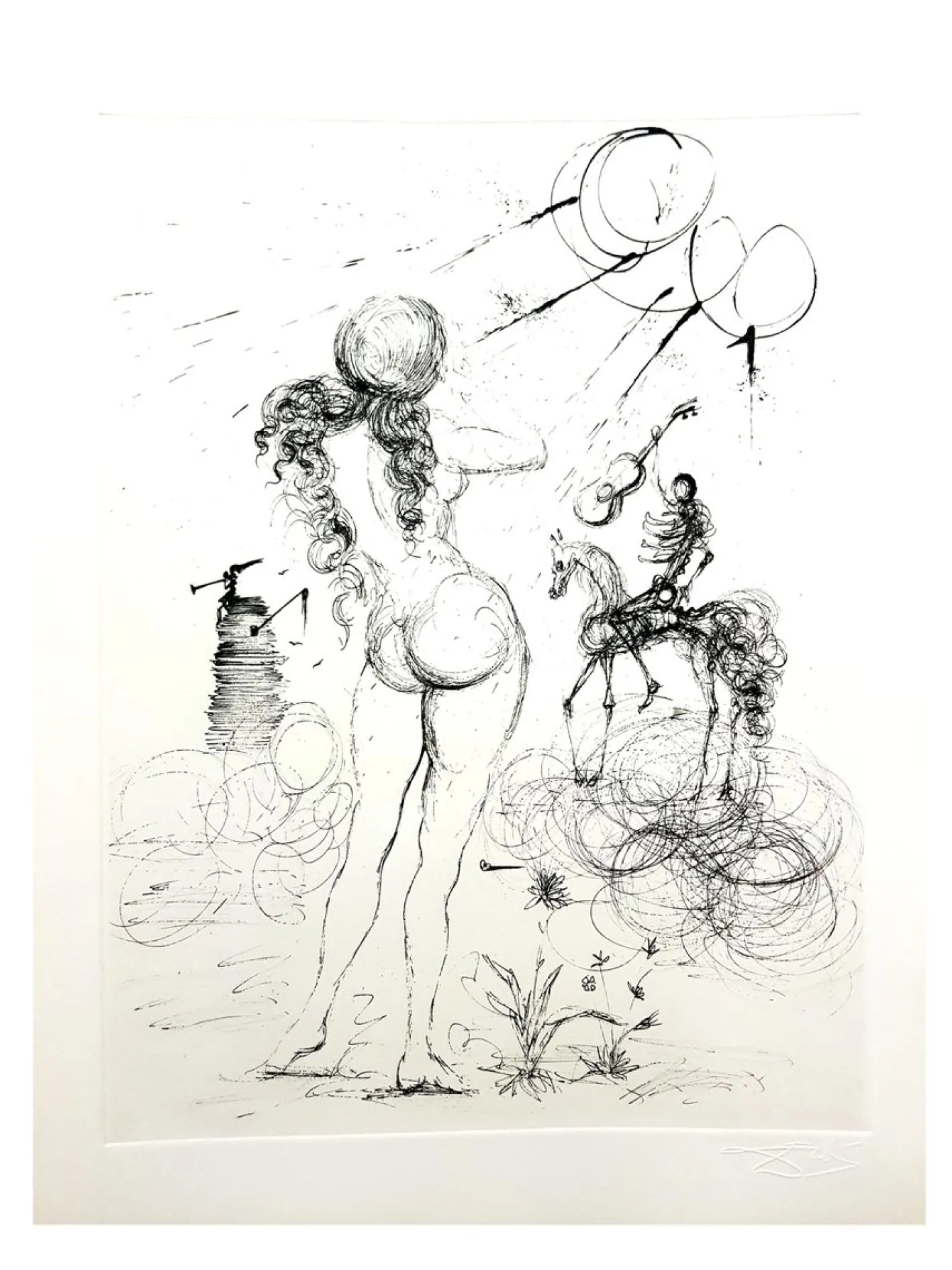 Salvador Dali - Akt, Pferd und Tod - Original Radierung 1967