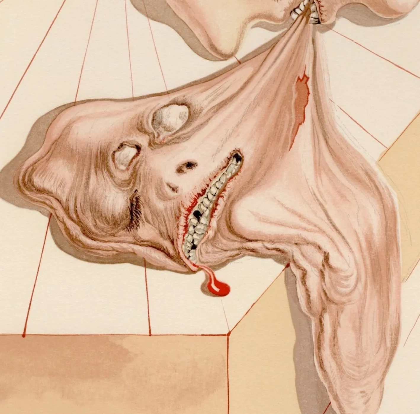 Salvador Dali, Gianni Schicchis Biss, 1964, Original Holzschnitt
