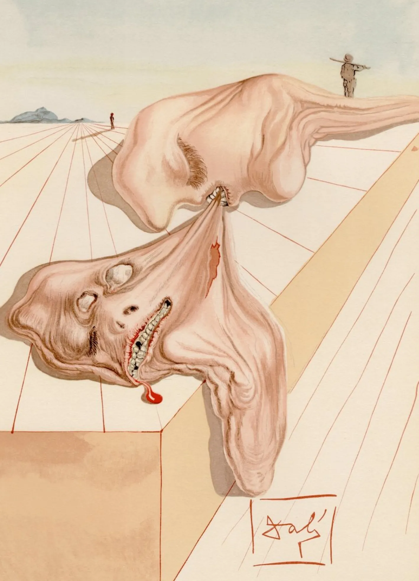 Salvador Dali, Gianni Schicchis Biss, 1964, Original Holzschnitt