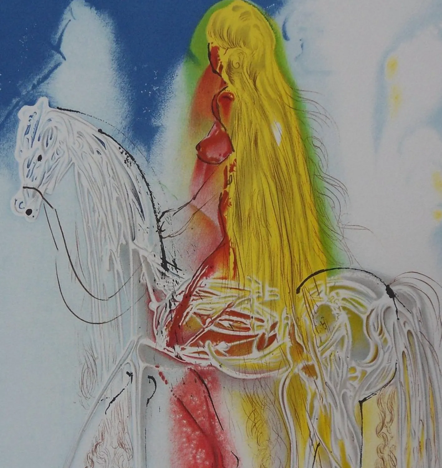 Salvador Dali, Les Chevaux, Lady Godiva, Akt, Lithographie