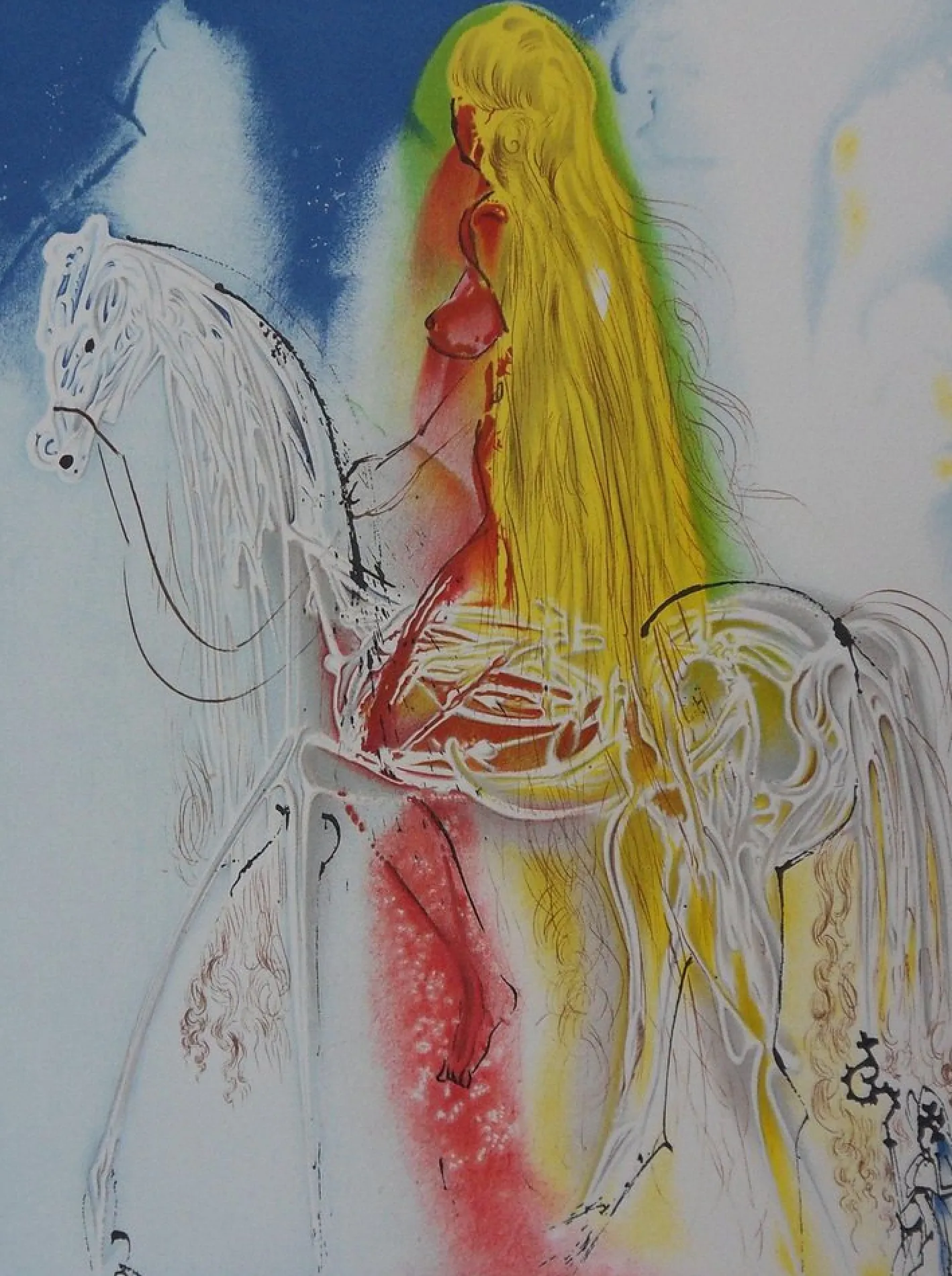 Salvador Dali, Les Chevaux, Lady Godiva, Akt, Lithographie