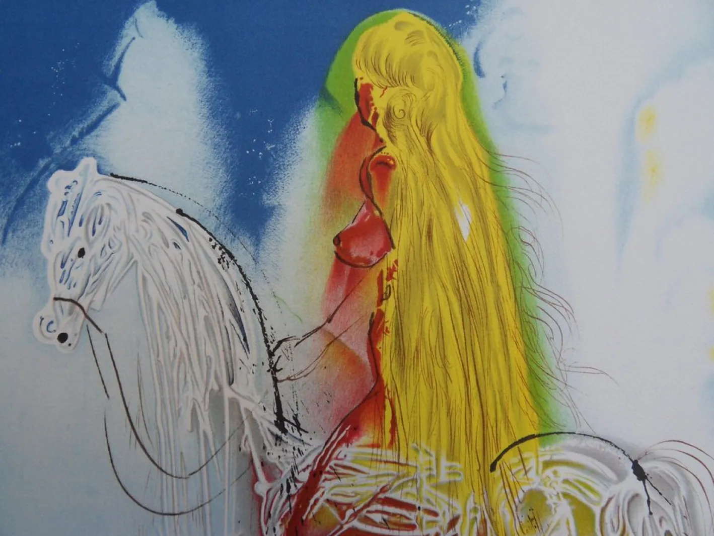 Salvador Dali, Les Chevaux, Lady Godiva, Akt, Lithographie