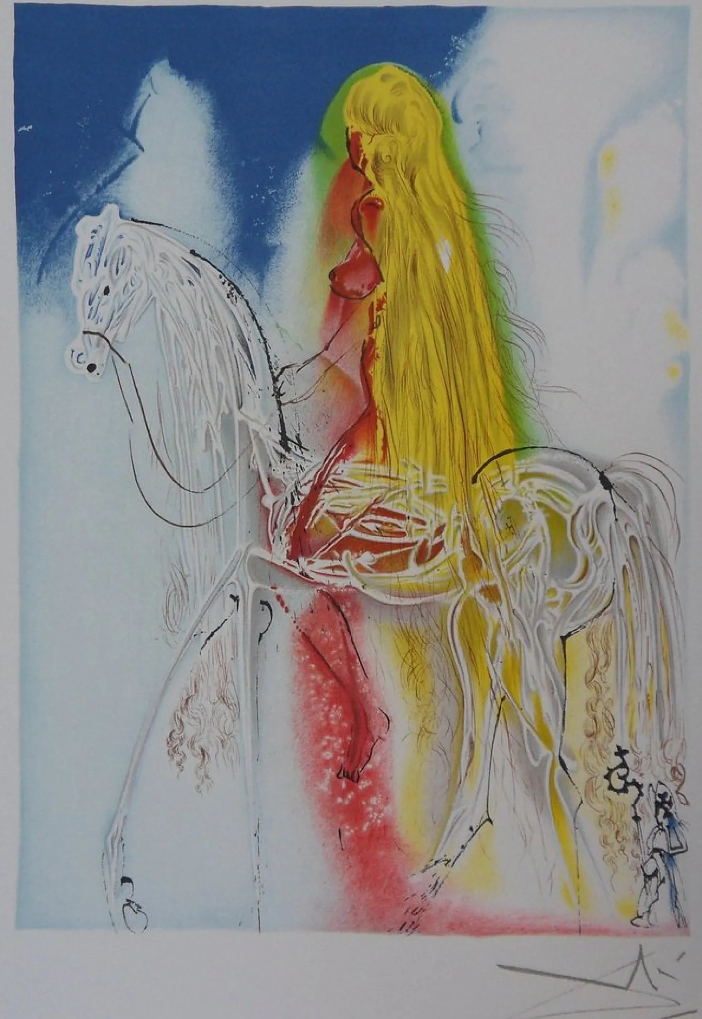 Salvador Dali, Les Chevaux, Lady Godiva, Akt, Lithographie