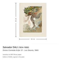 Salvador Dali, The Divine Comedy Inferno 31, The Giants, 1960, Holzschnitt