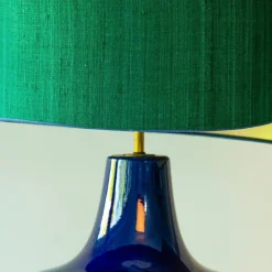 Saphirblaue Keramik Stehlampe mit Lampenschirm R. Houben zugeschrieben, 1970er