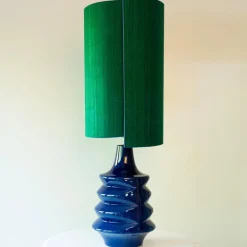 Saphirblaue Keramik Stehlampe mit Lampenschirm R. Houben zugeschrieben, 1970er