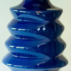 Saphirblaue Keramik Stehlampe mit Lampenschirm R. Houben zugeschrieben, 1970er