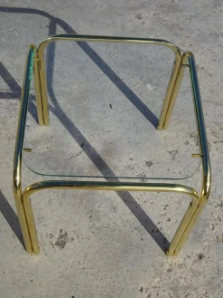 Satztische aus Vergoldetem Metall & Hartglas, 1990er, 3er Set