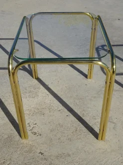 Satztische aus Vergoldetem Metall & Hartglas, 1990er, 3er Set