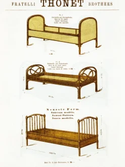 Satz von Nr. 2 Betten von Thonet, 1879