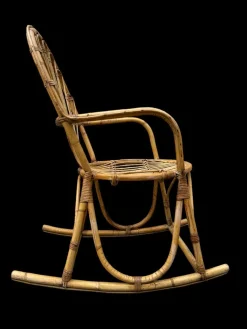 Schaukelstuhl aus Rattan, 1950er