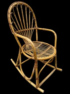 Schaukelstuhl aus Rattan, 1950er
