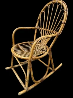 Schaukelstuhl aus Rattan, 1950er